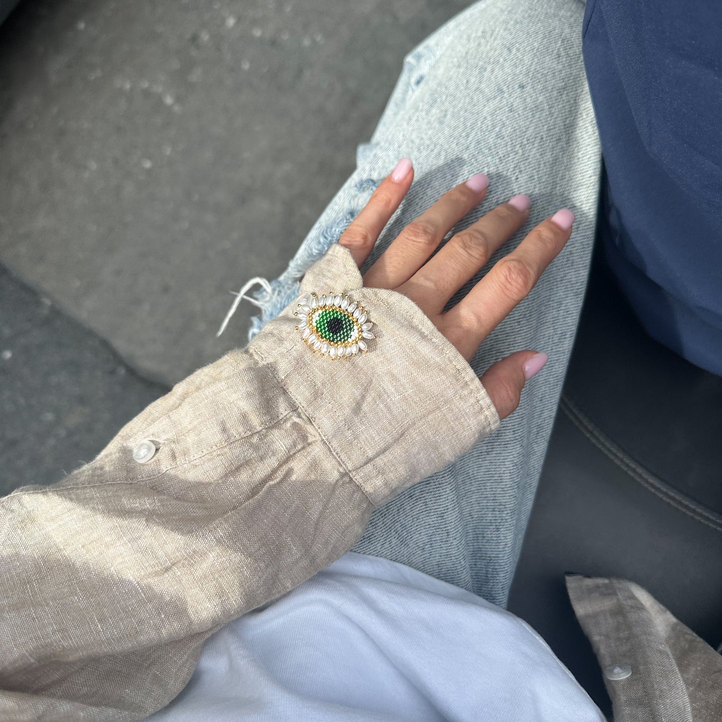 Evil Eye button cuff