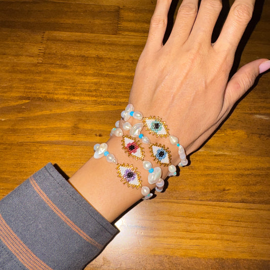Evil eye with baroque pearls