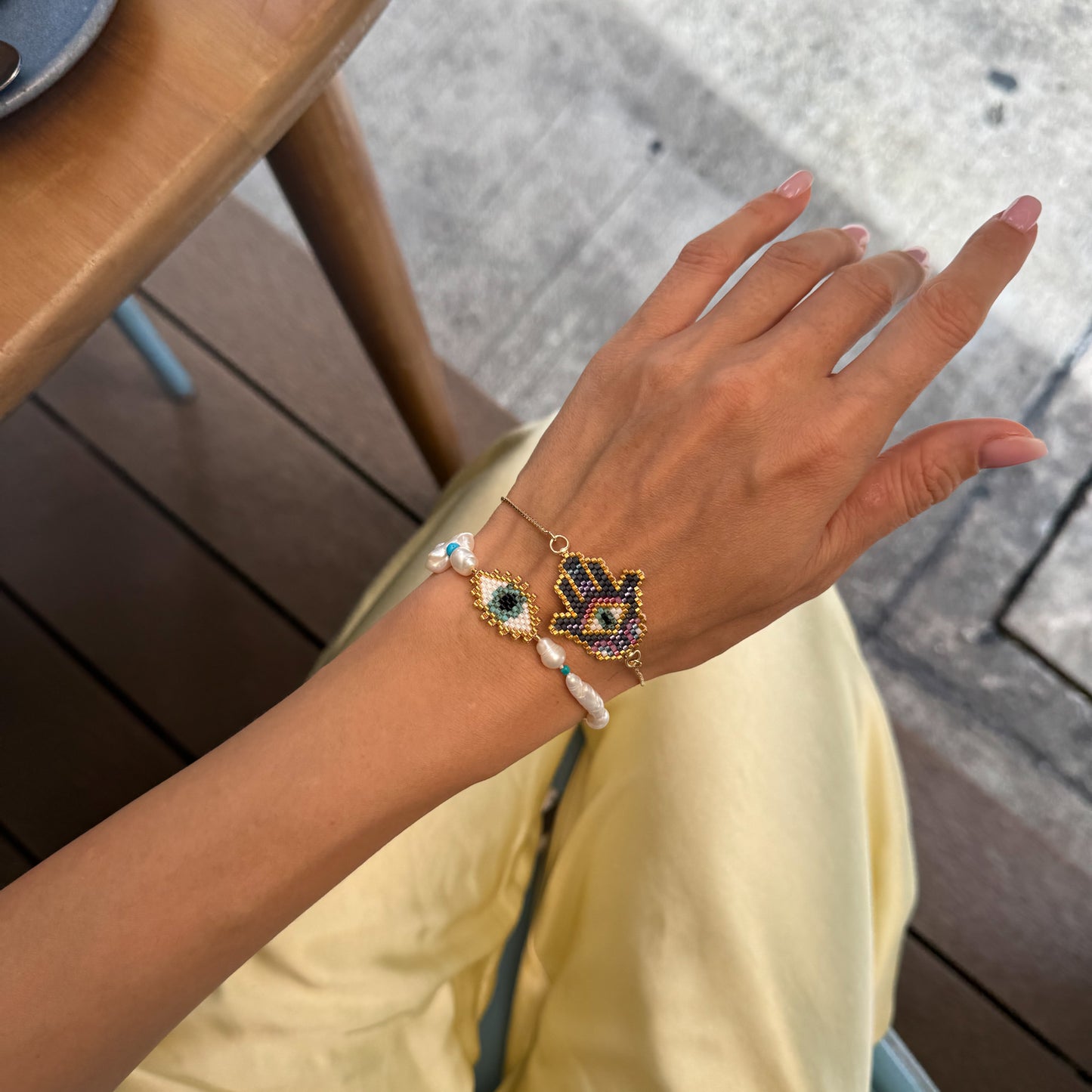 Evil eye with baroque pearls